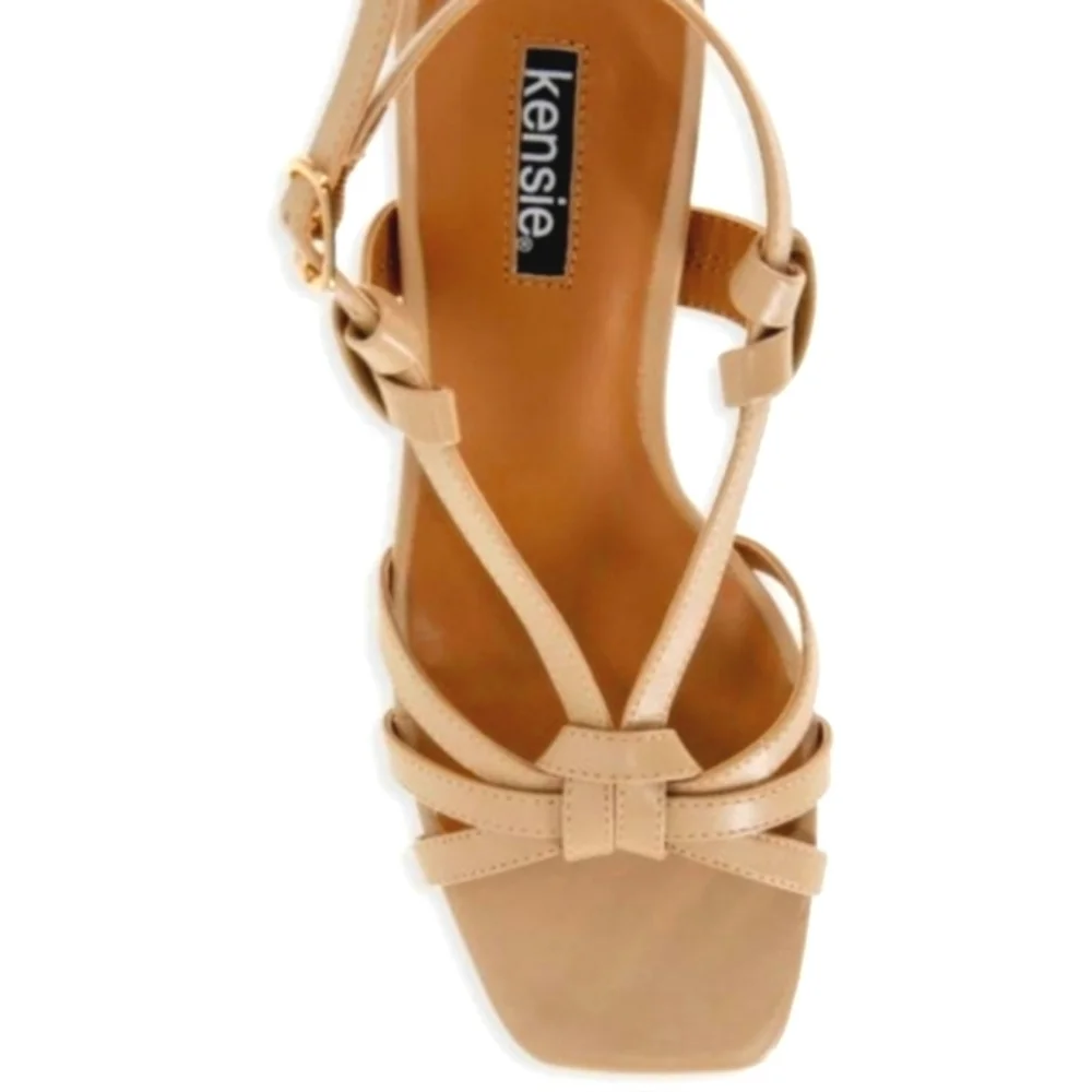 NEW! KENSIE Leilany Strappy Vegan Leather Platform Sandals 9.